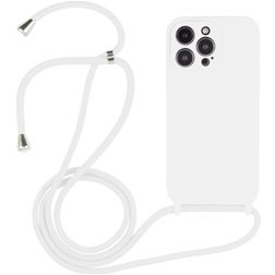 Mobigear Lanyard iPhone 14 Pro Max Siliconen Hoesje met koord - Wit