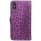 Mobigear Leopard iPhone XS Hoesje Bookcase Portemonnee - Paars