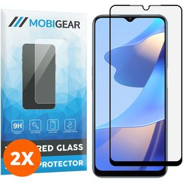 Mobigear Premium OPPO A16s Glazen Screenprotector - Case Friendly - Zwart (2-Pack)