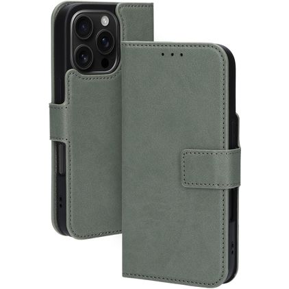Mobiparts Classic Wallet MagSafe iPhone 16 Pro Hoesje Bookcase Portemonnee - Stone Green