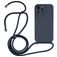 Mobigear Lanyard iPhone 14 Pro Siliconen Hoesje met koord - Donkerblauw