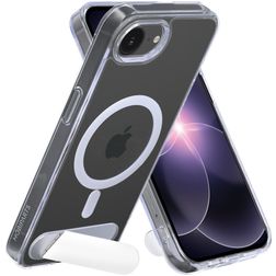 Mobiparts Hardcover Doorzichtig iPhone 16e MagSafe Hoesje Hardcase Backcover met Standaard - Transparant