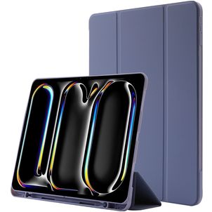 Mobigear Tri-Fold Gel iPad Pro 11 Inch (2025) Hoes TPU,Kunstleer Bookcase + Stylus Houder - Paars