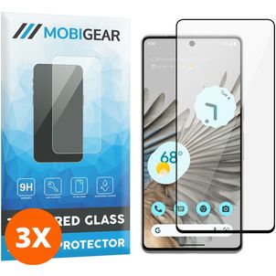 Mobigear Premium Google Pixel 7 Pro Glazen Screenprotector - Case Friendly - Zwart (3-Pack)