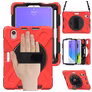 Mobigear SureGrip XGuard iPad Mini 7 (2024) Hoes Hard Kunststof,Siliconen Backcover + Stylus Houder + Schouderband + Standaard - Rood