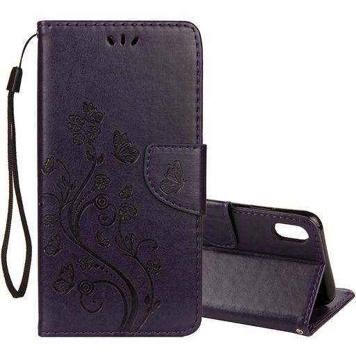 Mobigear Flowers iPhone XR Hoesje Bookcase Portemonnee - Paars