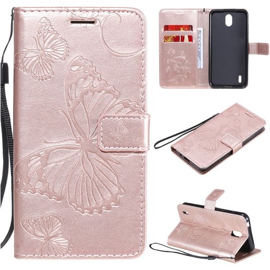 Mobigear Butterfly Bookcase Case Rose Gold Nokia 1.3