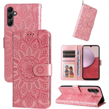 Mobigear Sunflower Samsung Galaxy A14 Hoesje Bookcase Portemonnee - Magenta