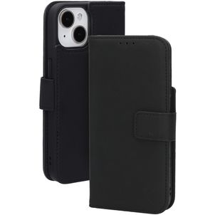Mobiparts Wallet iPhone 14 MagSafe Hoesje Echt Leer Bookcase Portemonnee - Zwart