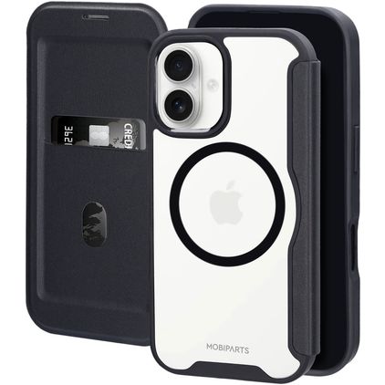 Mobiparts Shield Line iPhone 16 MagSafe Hoesje Bookcase - Zwart