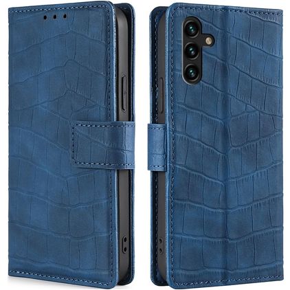 Mobigear Croco Samsung Galaxy A04s Hoesje Bookcase Portemonnee - Blauw
