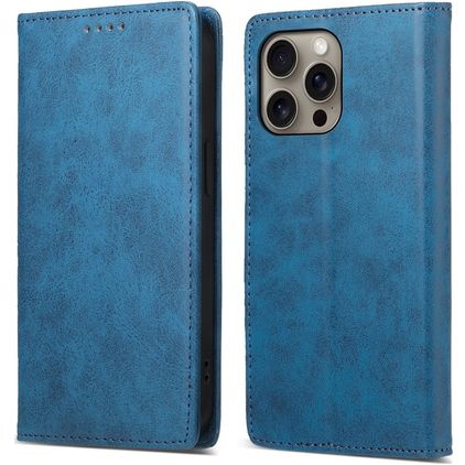 Mobigear Wallet iPhone 16 Pro Max Hoesje Bookcase Portemonnee - Blauw