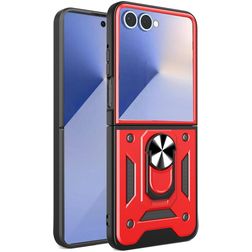 Mobigear Armor Ring Samsung Galaxy Z Flip 7 Hoesje Hardcase Backcover Shockproof met Ringhouder - Rood