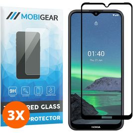 Mobigear Premium Nokia 1.4 Glazen Screenprotector - Case Friendly - Zwart (3-Pack)
