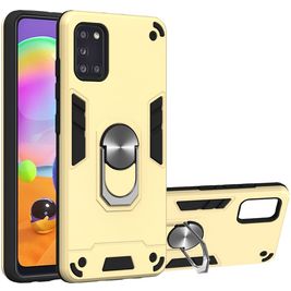 Mobigear Armor Ring Samsung Galaxy A31 Hoesje Hardcase Backcover Shockproof met Ringhouder - Goud