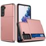 Mobigear Card Samsung Galaxy S21 Plus Hoesje Hardcase Backcover Shockproof met Pasjeshouder - Roségoud