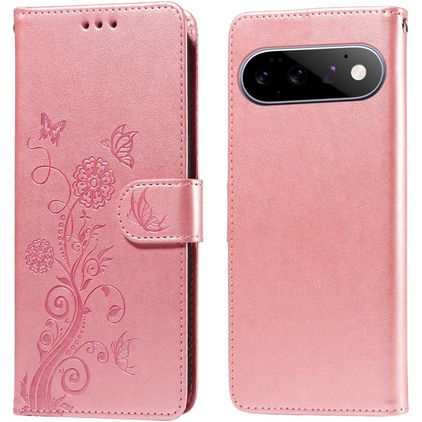 Mobigear Flowers Google Pixel 11 Hoesje Bookcase Portemonnee - Roze