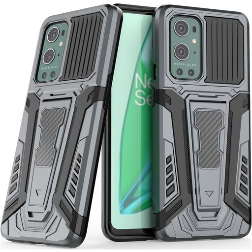 Mobigear Armor Stand OnePlus 9 Pro Hoesje Hardcase Backcover Shockproof met Standaard - Grijs