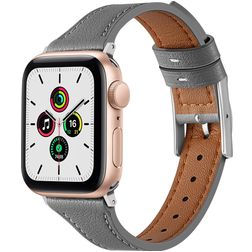 Mobigear Napoli Leren Apple Watch Bandje Gespsluiting - 49/46/45/44 mm - Grijs