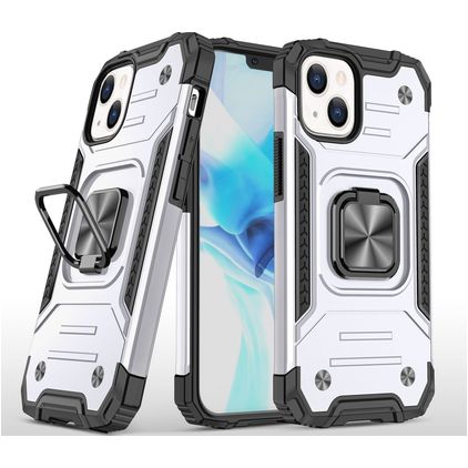 Mobigear Armor Ring iPhone 13 Pro Hoesje Hardcase Backcover Shockproof met Ringhouder - Zilver