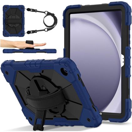 Mobigear SureGrip Xtreme Samsung Galaxy Tab A9 Plus (2023) Hoes Hard kunststof / Siliconen Backcover + Schouderband + Standaard - Blauw