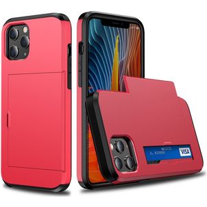 Mobigear Card iPhone 12 Hoesje Hardcase Backcover Shockproof met Pasjeshouder - Rood