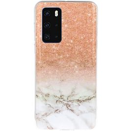 Mobigear Marble Huawei P40 Hoesje Flexibel TPU Backcover - Roze
