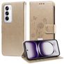 Mobigear Flowers OPPO Reno 12 Pro Hoesje Bookcase Portemonnee - Goud