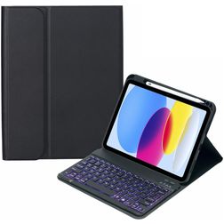 Mobigear Keys iPad 10 (2022) Hoes QWERTY Bluetooth Toetsenbord Bookcase + Stylus Houder - Zwart