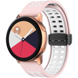 Mobigear Sport Plus Mag Siliconen Smartwatch Bandje Magneetsluiting - Universeel 22 mm connector - Wit / Roze