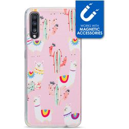 My Style Magneta Samsung Galaxy A70 Hoesje Flexibel TPU Backcover - Pink Alpaca