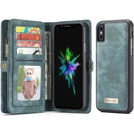 Caseme 008 iPhone XS Hoesje Uitneembare 2in1 Bookcase Portemonnee - Blauw