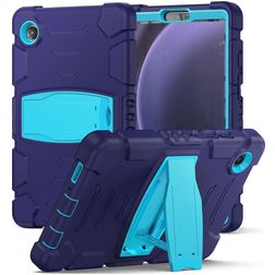 Mobigear ShieldStand Samsung Galaxy Tab A9 Hoes Hard Kunststof,Siliconen Backcover + Standaard - Marineblauw