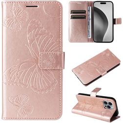 Mobigear Butterfly iPhone 16 Pro Max Hoesje Bookcase Portemonnee - Roségoud