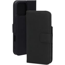 Mobiparts Wallet iPhone 16 Pro Max MagSafe Hoesje Echt Leer Bookcase Portemonnee - Zwart