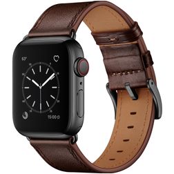 Mobigear Firenze Leren Apple Watch Bandje Gespsluiting - 42/41/40/38 mm - Bruin