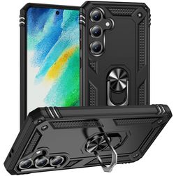 Mobigear Armor ring Samsung Galaxy S24 FE Hoesje Hardcase Backcover Shockproof met Ringhouder - Zwart