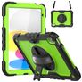 Mobigear SureGrip Xtreme iPad 11 (2025) Hoes Hard Kunststof,Siliconen Backcover + Schouderband + Standaard - Zwart / Groen