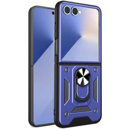 Mobigear Armor Ring Samsung Galaxy Z Flip 7 Hoesje Hardcase Backcover Shockproof met Ringhouder - Blauw