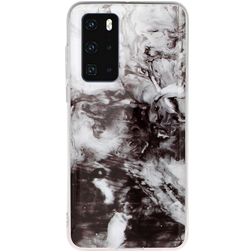 Mobigear Marble Huawei P40 Hoesje Flexibel TPU Backcover - Zwart / Wit