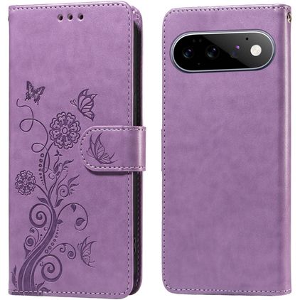 Mobigear Flowers Google Pixel 11 Hoesje Bookcase Portemonnee - Paars