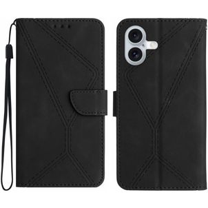 Mobigear Stitch iPhone 17 Hoesje Bookcase Portemonnee - Zwart