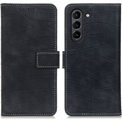 Mobigear Croco Samsung Galaxy S21 FE Hoesje Bookcase Portemonnee - Zwart