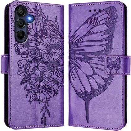 Mobigear Flowers Samsung Galaxy A17 Hoesje Bookcase Portemonnee - Paars