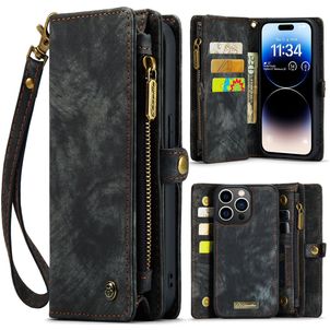 Caseme 008 iPhone 14 Pro Hoesje Uitneembare 2in1 Bookcase Portemonnee - Zwart