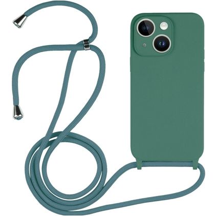 Mobigear Lanyard iPhone 14 Siliconen Hoesje met koord - Groen