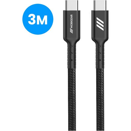 Mobigear Nylon USB-C naar USB-C Kabel 3 Meter - Zwart