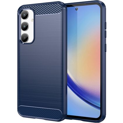 Mobigear Brushed Slim Samsung Galaxy A35 Hoesje Flexibel TPU Backcover - Blauw