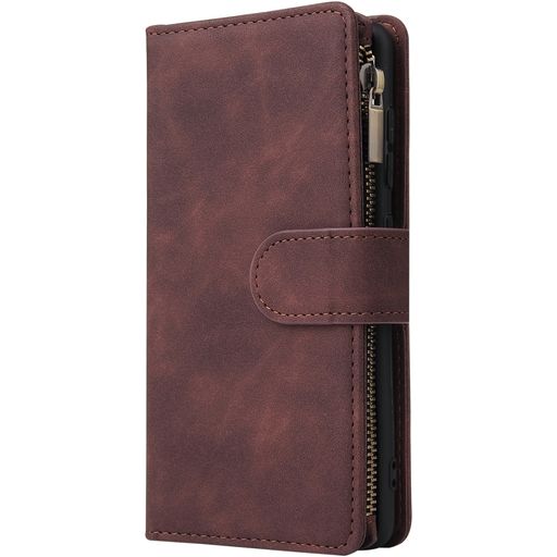 Mobigear Zipper Samsung Galaxy A41 Hoesje Bookcase Portemonnee - Bruin