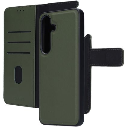 Mobiparts Samsung Galaxy S25 Hoesje Echt Leer Uitneembare 2in1 Bookcase Portemonnee - Groen